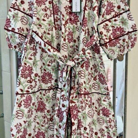 Brand new tuckernuck Sue Sartor maroon , green & white contrast print Dress - Picture 1 of 13